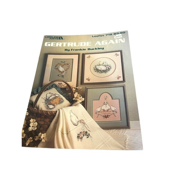 Lot Of 5 80s Folk Art Country Themed Counted Cross Stitch Patterns Bunnies Geese - Picture 10 of 15